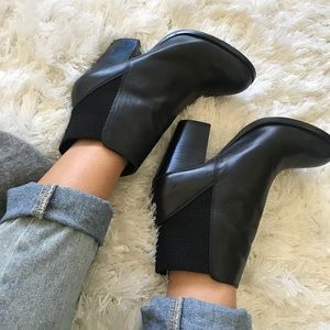 Black Leather Booties